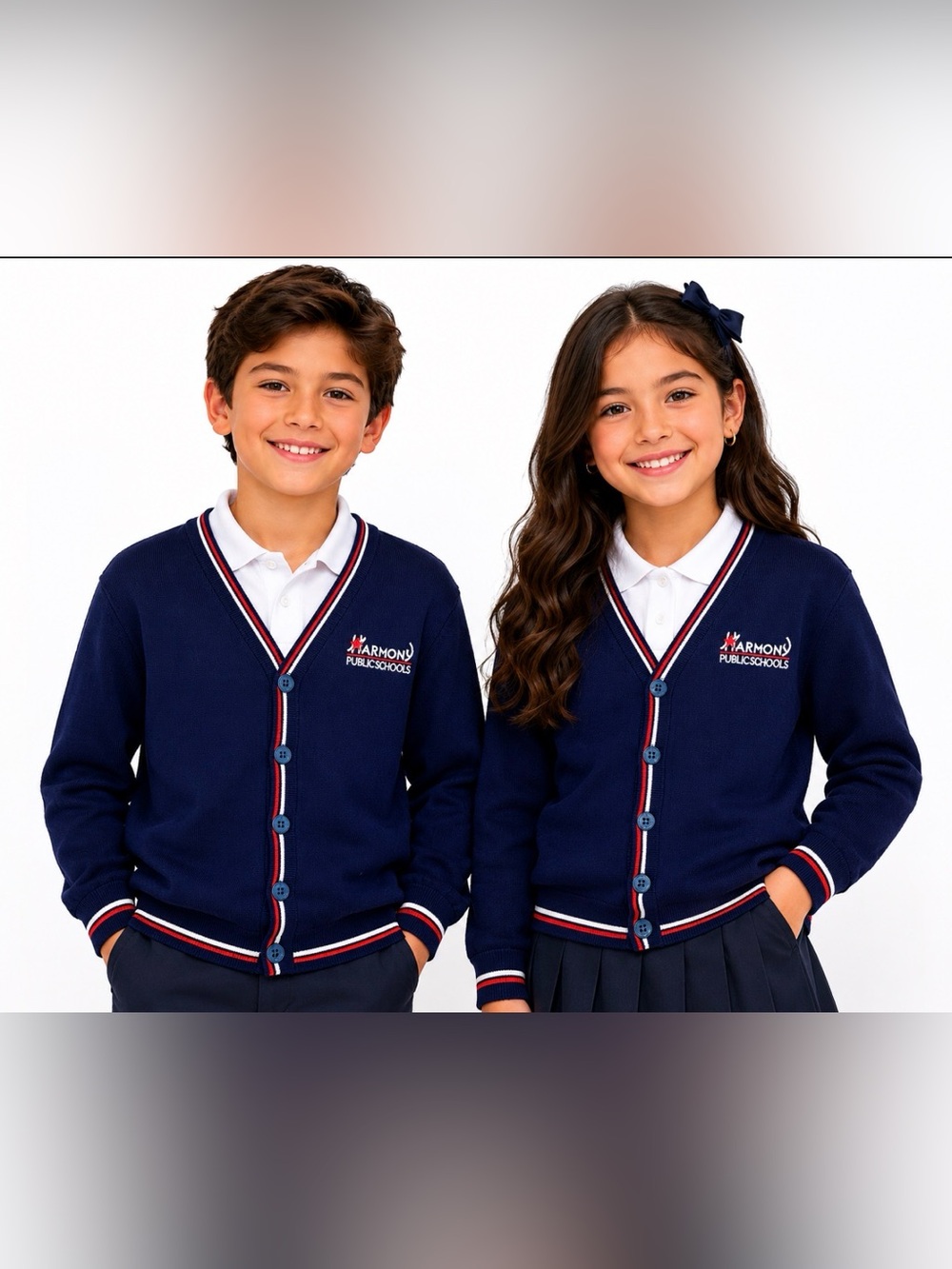 Harmony Public Schools Navy Blue Cardigan-Sweater buttons closure Unisex YouthXL